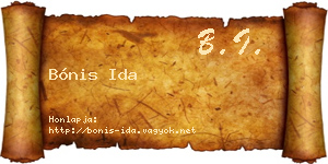 Bónis Ida névjegykártya